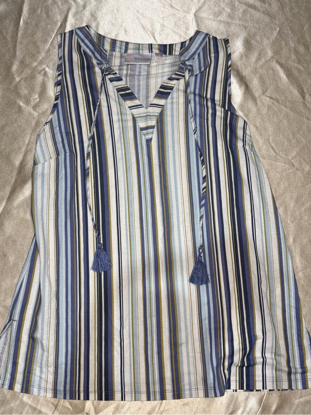 Belle Beach by Kim Gravel Cabana Knit Calypso Stripe Tunic Top Small A647286
